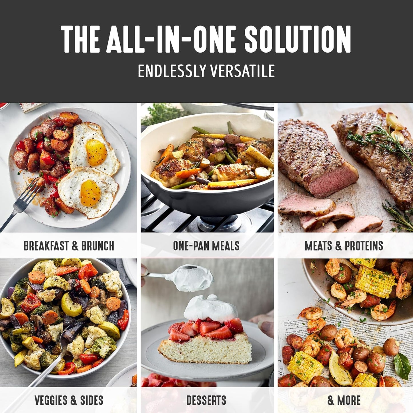 GreenLife Nonstick 12” (5QT) All in One Deep Skillet Wok with Lid, PFAS-Free Non-Toxic Ceramic Multi-Purpose Pan, Induction, All Stovetop, Egg, Stir Fry, Saute, Stay Cool Handle, Graphite