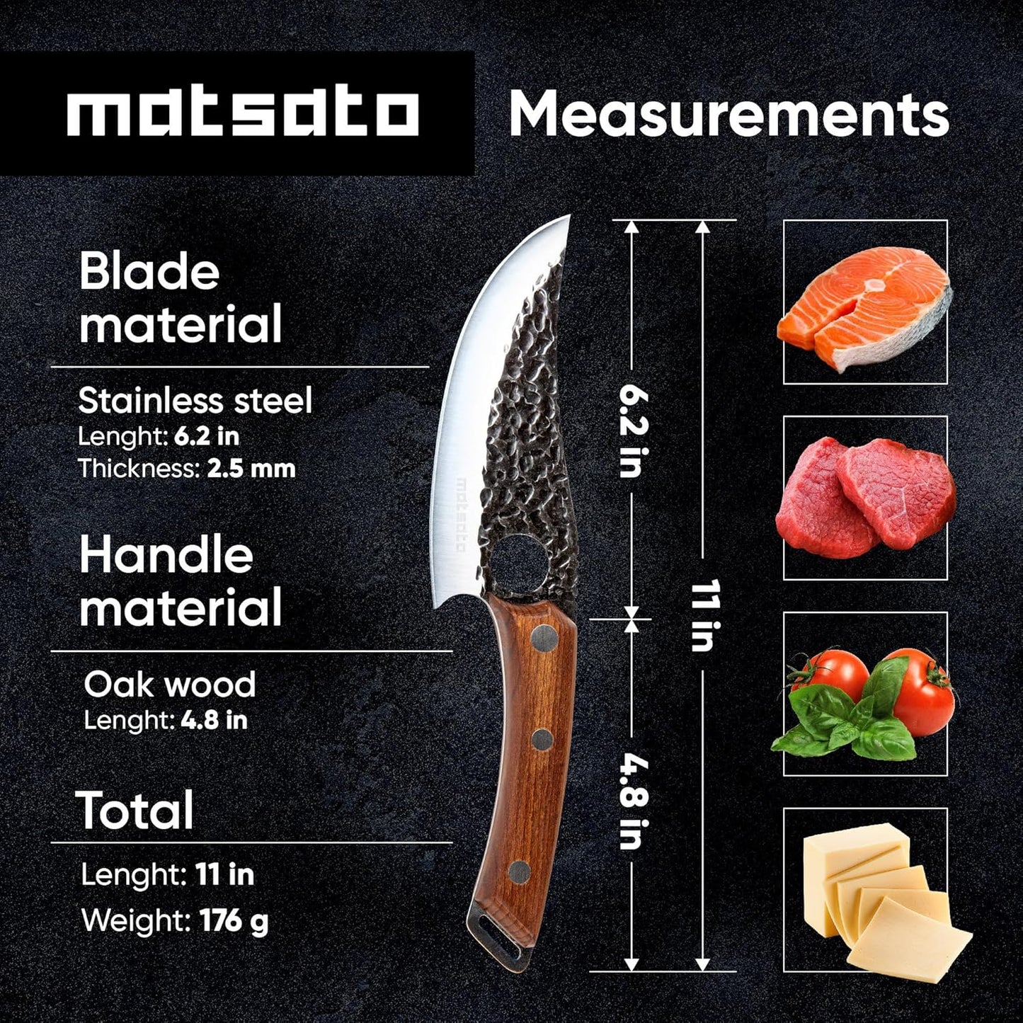 Chef Knife - Perfect Kitchen Knive for Cooking, Chopping. Japanese Steel Knife for Home, Camping, BBQ. For Balance & Control, 5.8 Inch