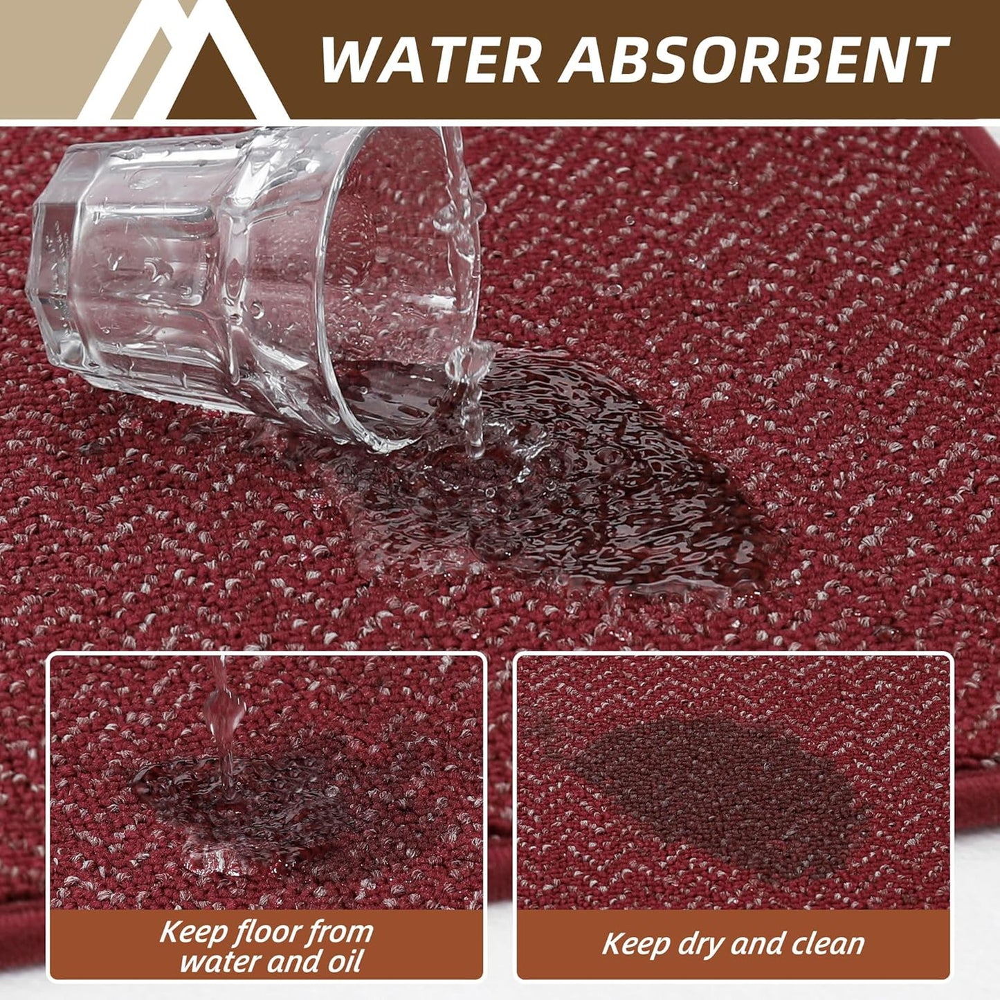 COSY HOMEER Kitchen Rugs and Mats 2PCS Non Slip Kitchen Mats for Floor Washable Stain Resistant Kitchen Runner Rug Sets Absorbent Kitchen Floor Mat 20"x32"+20"x48",Red