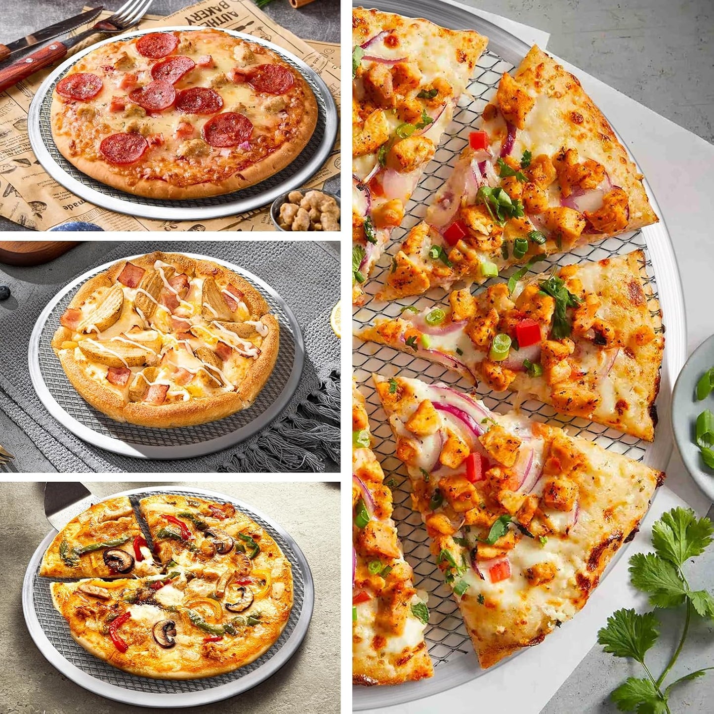 3 Pcs Pizza Screen, 12 Inch Pizza Pan for Oven, Nonstick Pizza Tray for Oven, Dishwasher Safe & Microwave Safe (12 inch)