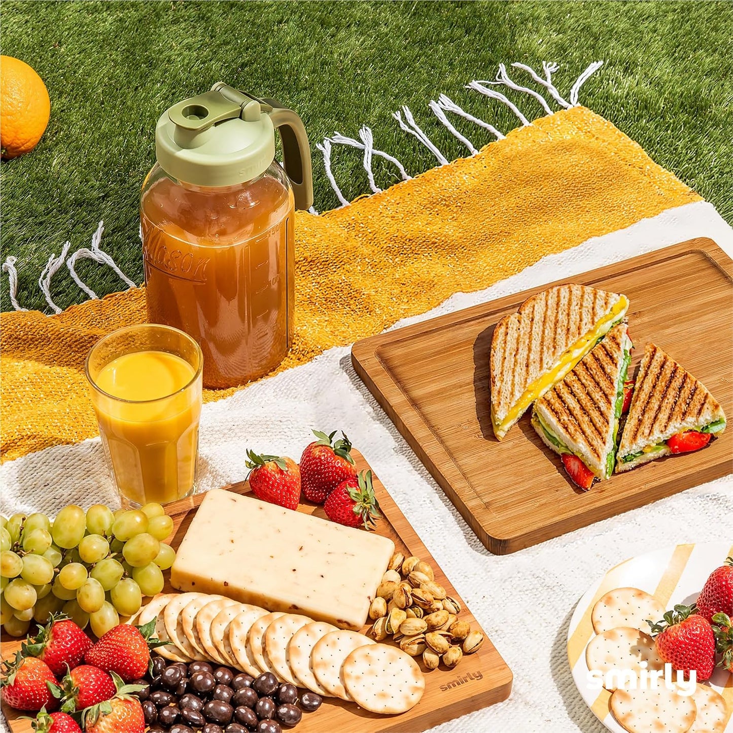 SMIRLY Wood Cutting Boards For Kitchen - Bamboo Cutting Boards For Kitchen Cutting Board, Bamboo Cutting Board Set, Chopping Board, Butcher Block, Small Wooden Cutting Board Set