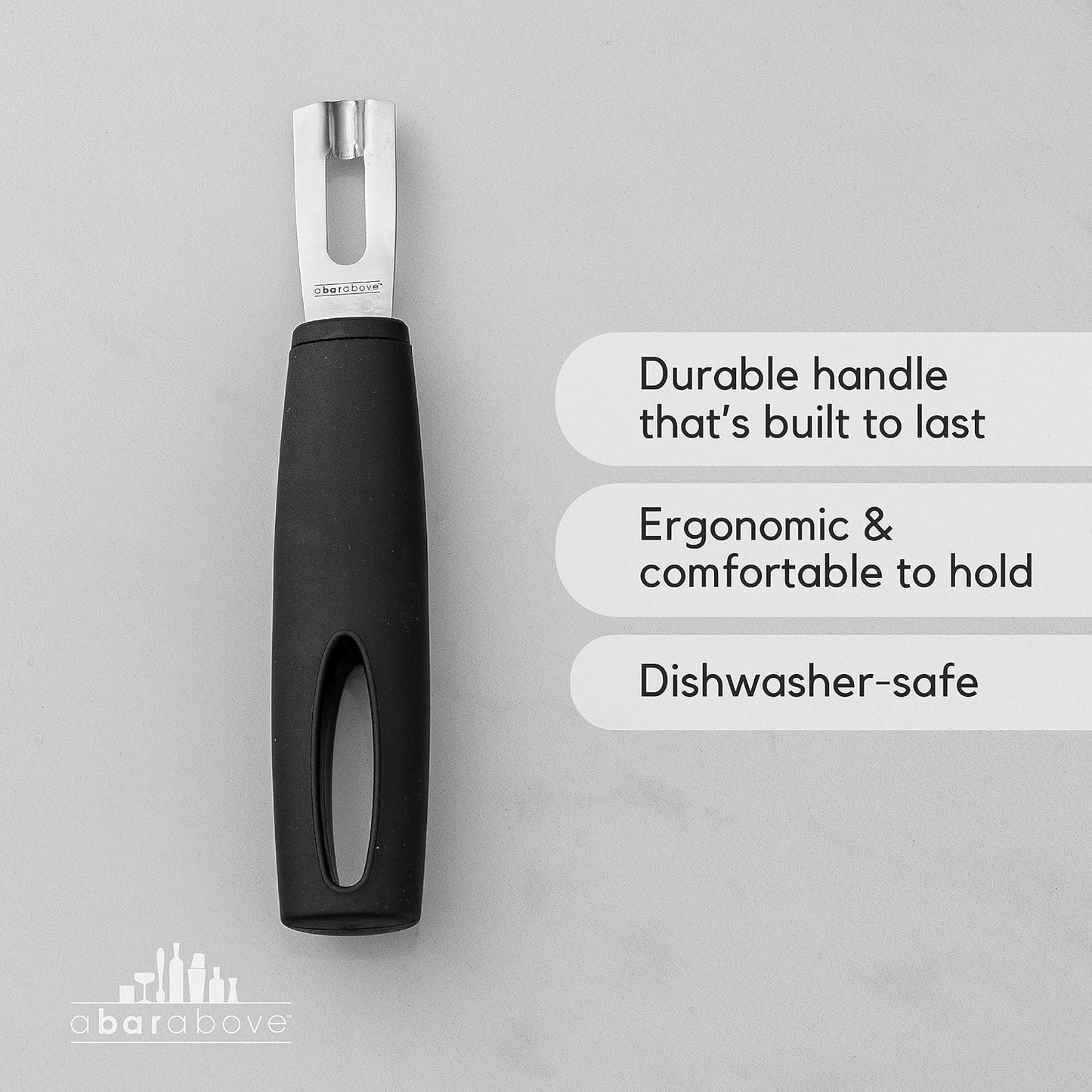 A Bar Above Premium Quality Channel Knife, Stainless Steel Bar Tool, Garnish for Cocktail Mixers, Lemon Zester, and Fruit Peeler, Professional Grade Bar Accessory, Durable Citrus Knife