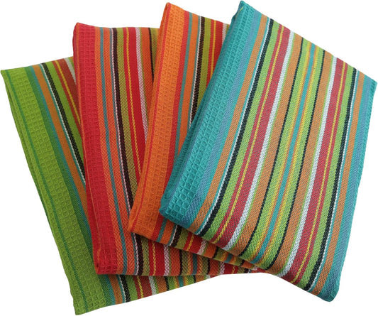 DG Collections 100% Cotton Salsa Kitchen Towels – 4 Pack, Super Absorbent Dish Towels, 16x28 Inch, Lint-Free, Durable Weave – Reusable Kitchen Cleaning Cloths for Home & Restaurants