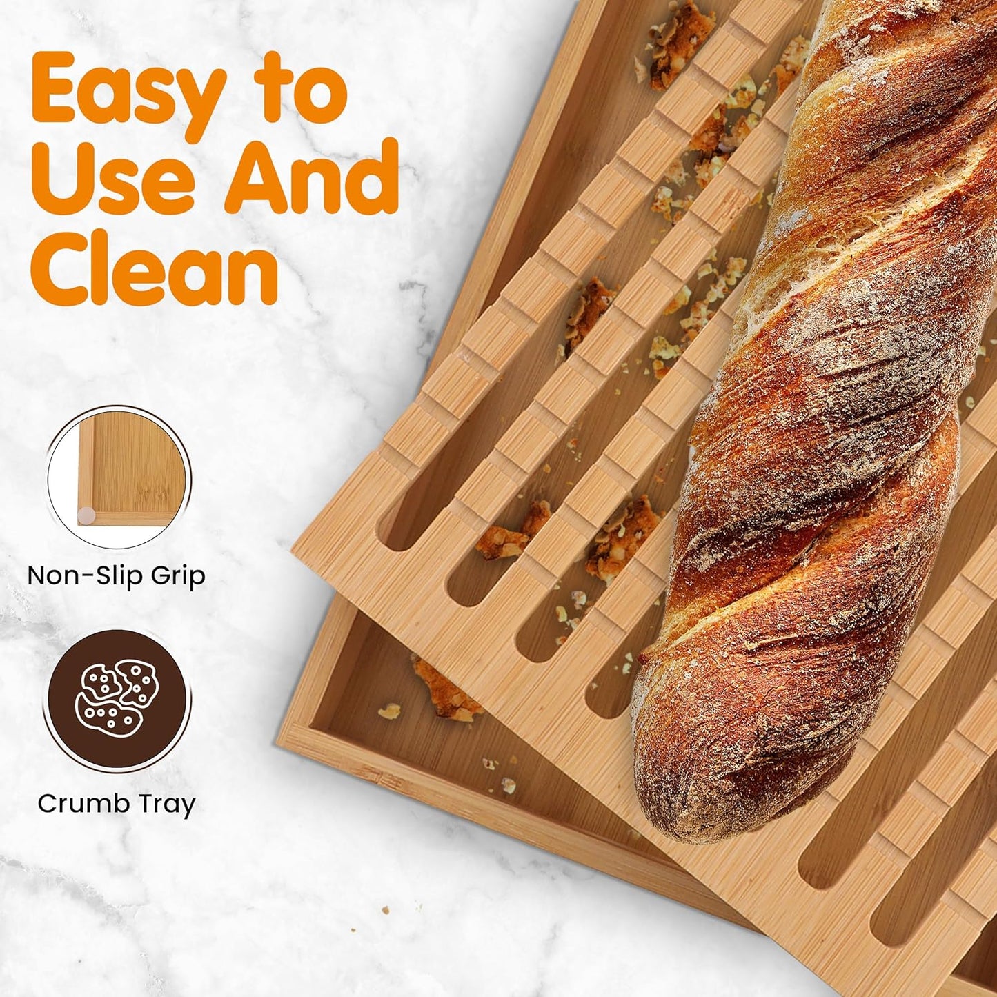 Bread Slicer For Homemade Bread - Compact Sourdough Bread Cutter - Adjustable Homemade Bread Slicer Guide With Crumb/Serving Tray- Easy To Clean Bread Slicer For Sourdough - Sourdough Slicer