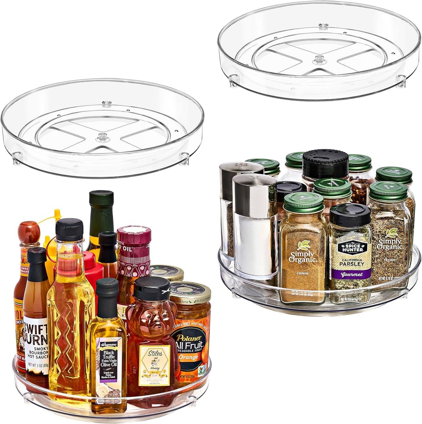 Sorbus 9 Inch Flat Clear Lazy Susan Organizer, Turntable Organizer for Spice Organization for Cabinet, Lazy Susan Turntable for Kitchen, Home, Office, Closet, Laundry Room Organization (4-Pack)
