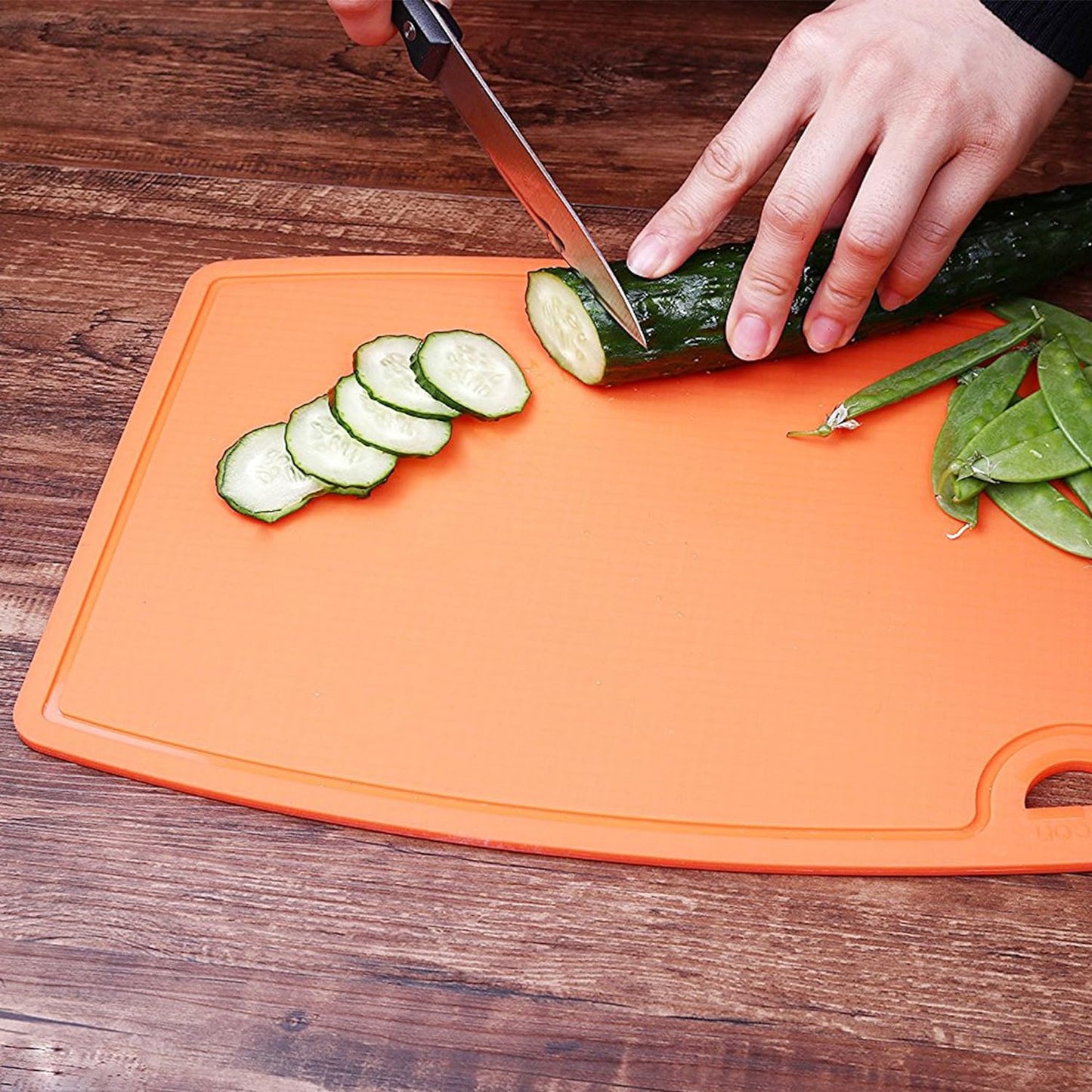 Thick Cutting Boards for Kitchen Silicone Chopping Board Set of 2 Mid 12.6'' x 9.1”,Mini 9.1”x7.1” Non-slip Deep Drip Juice Groove Easy Grip Handle,Dishwasher Safe-Orange