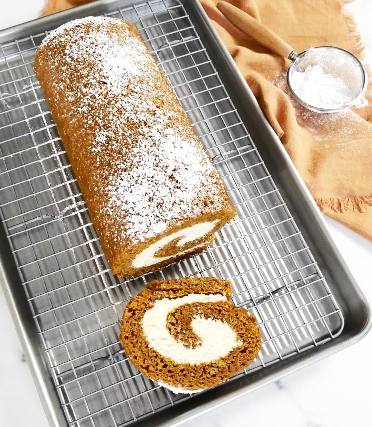 USA Pan Jelly Roll Baking Pan and Bakeable Cooling Rack, Nonstick Commercial Quality