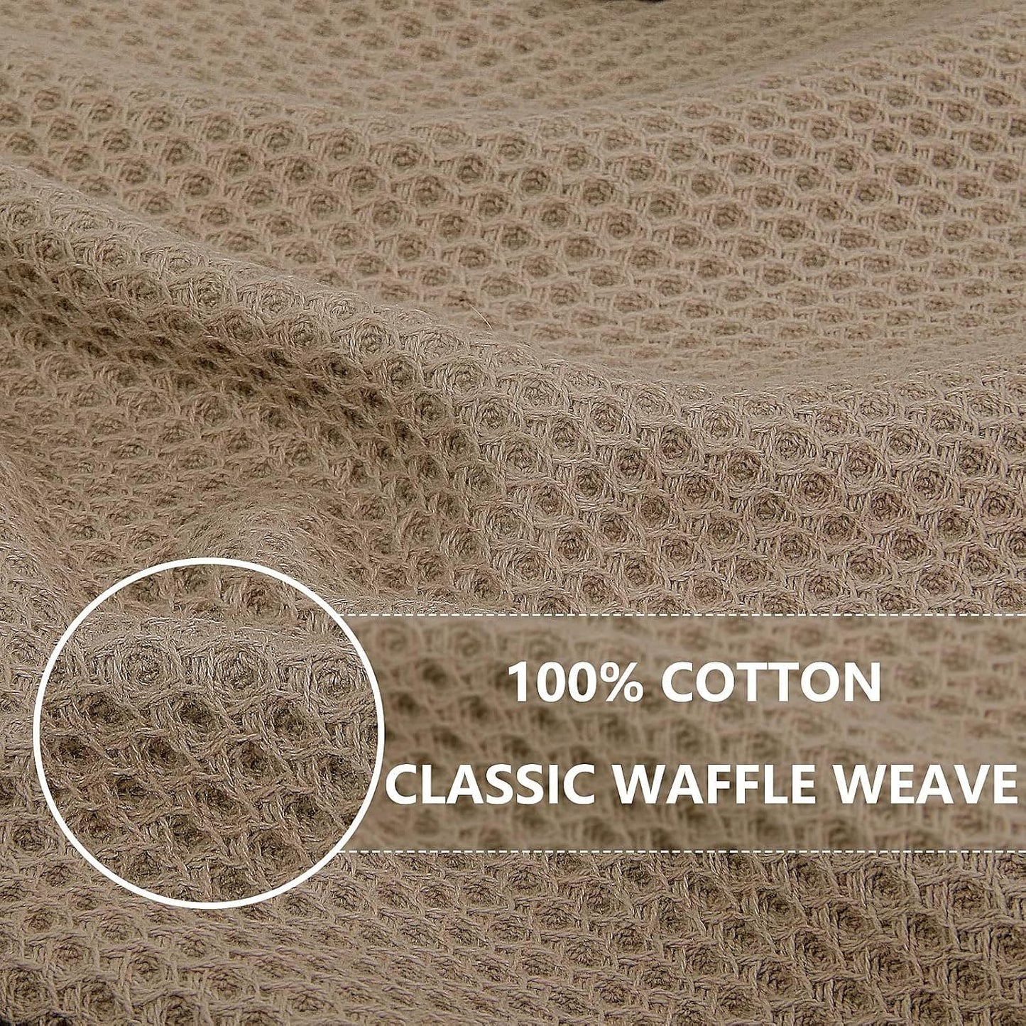 Homaxy 100% Cotton Waffle Weave Kitchen Dish Cloths, Ultra Soft Absorbent Quick Drying Dish Towels, 12 x 12 Inches, 12-Pack, Tan