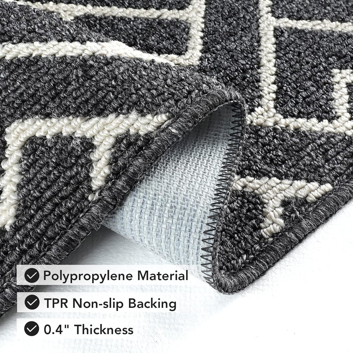 hicorfe Kitchen Rugs and Mats,Kitchen Mats for Floor,20"x48" Non Slip Runner Rug,Absorbent Resist Dirt Comfort Standing Mat Machine Washable for Entryway,Hallway,Front of Sink(Black)