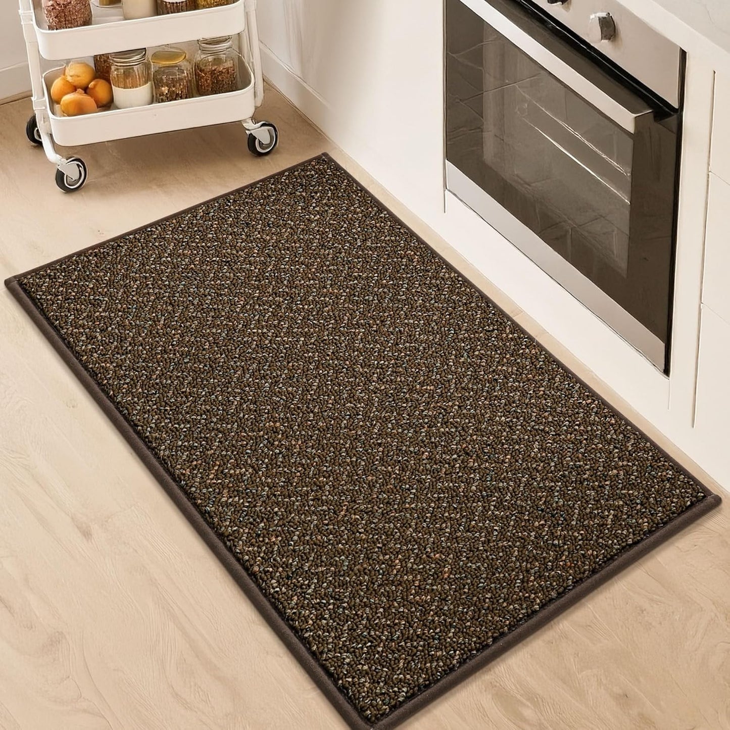 COSY HOMEER Kitchen Rugs 20"x32" Non-Slip Kitchen Mats for Floor Absorbent Stain Resistant Kitchen Floor Mat Machine Washable Rugs for Kitchen,Hallway,Sink,Brown
