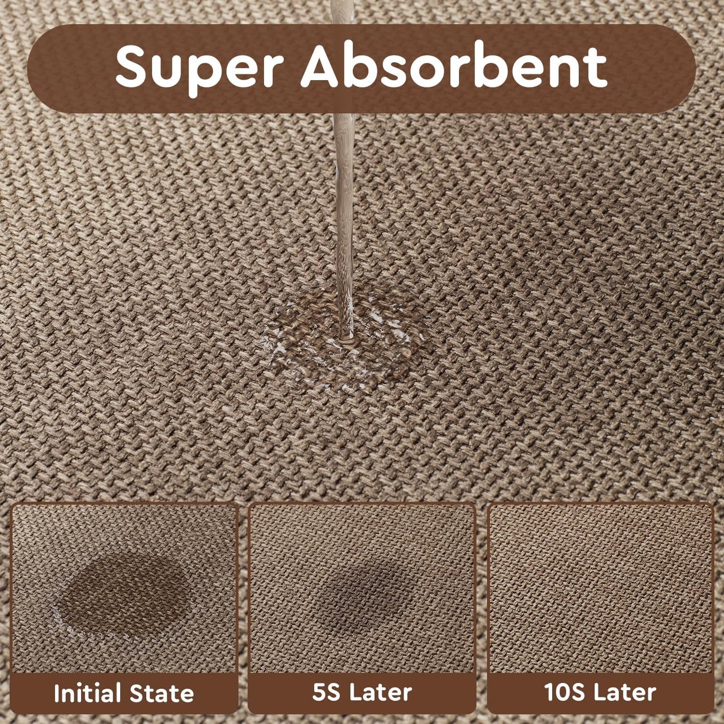 tchdio Kitchen Mats for Floor, Rubber Backed Kitchen Rugs Non Slip Washable, Superior Absorbent Kitchen Runner Rug Easy to Clean, Comfort Kitchen Floor Mat Front of Sink (Tan, 20" × 32")