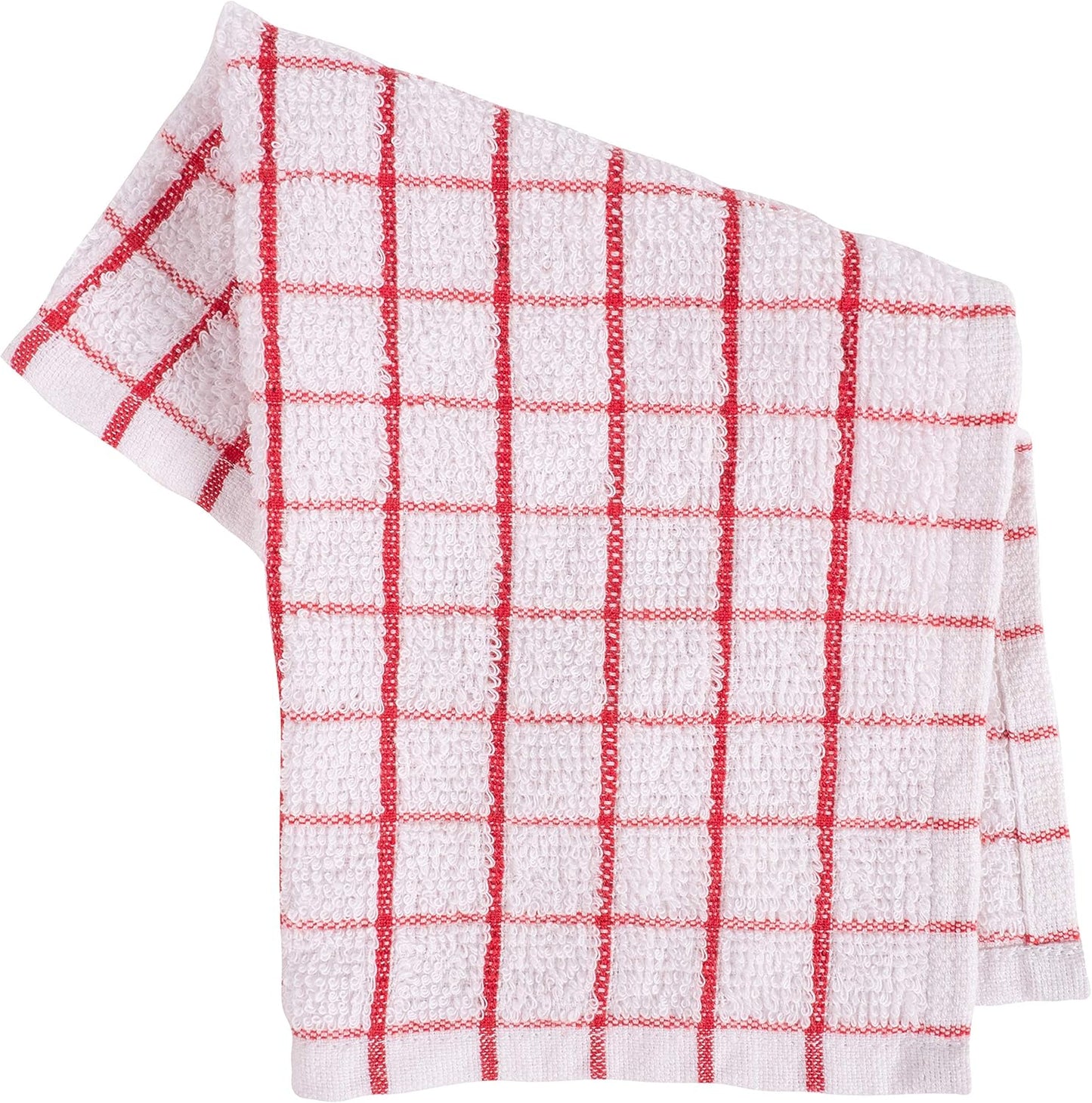KAF Home Pantry 100% Cotton Checkered Grid Dish Cloths | Set of 6, 12 x 12 Inches | Absorbent and Machine Washable | Perfect for Cleaning Counters, and Any Household Spills - Red