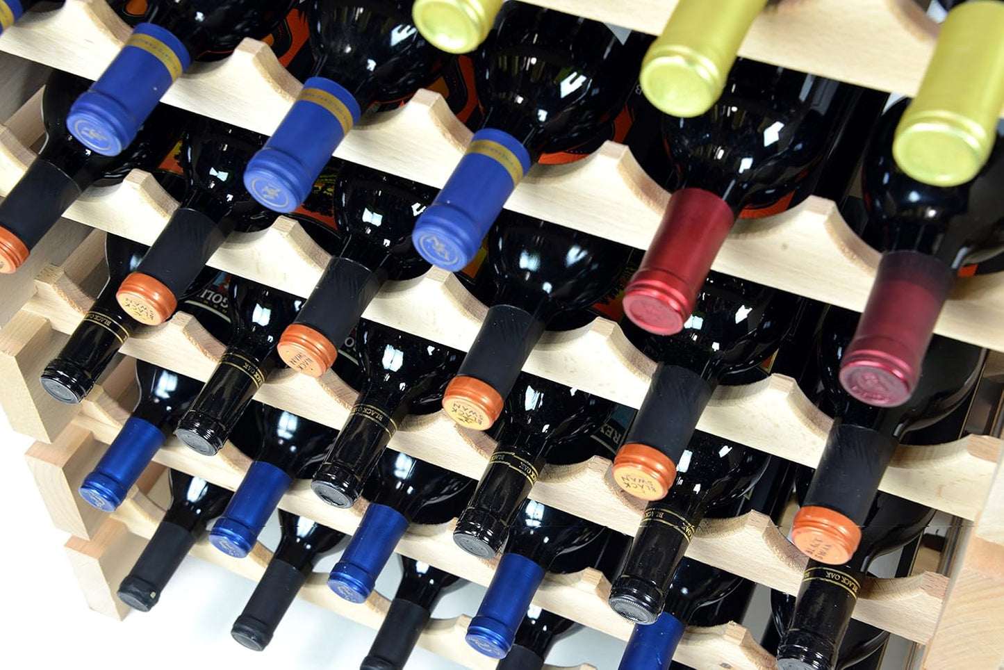sfDisplay.com,LLC. Modular Wine Rack Beechwood 40-120 Bottle Capacity 10 Bottles Across up to 12 Rows Newest Improved Model (120 Bottles - 12 Rows)
