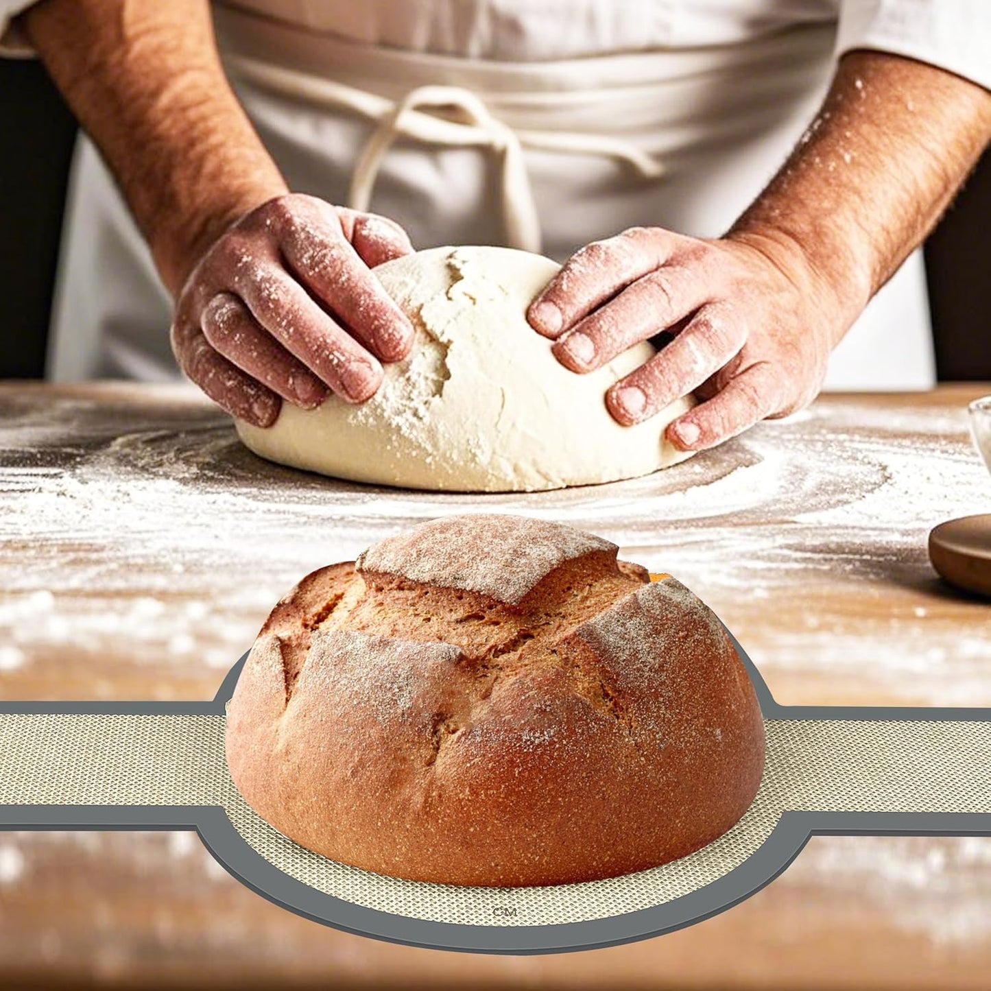 Sourdough Silicone Bread Sling, Non-Stick & Easy Clean Dutch Oven Baking Mat with Longer Handles, Silicone Baking Sling to Transfer SourDough Easily, Reusable Bread Mat Set with Storage Bracelet