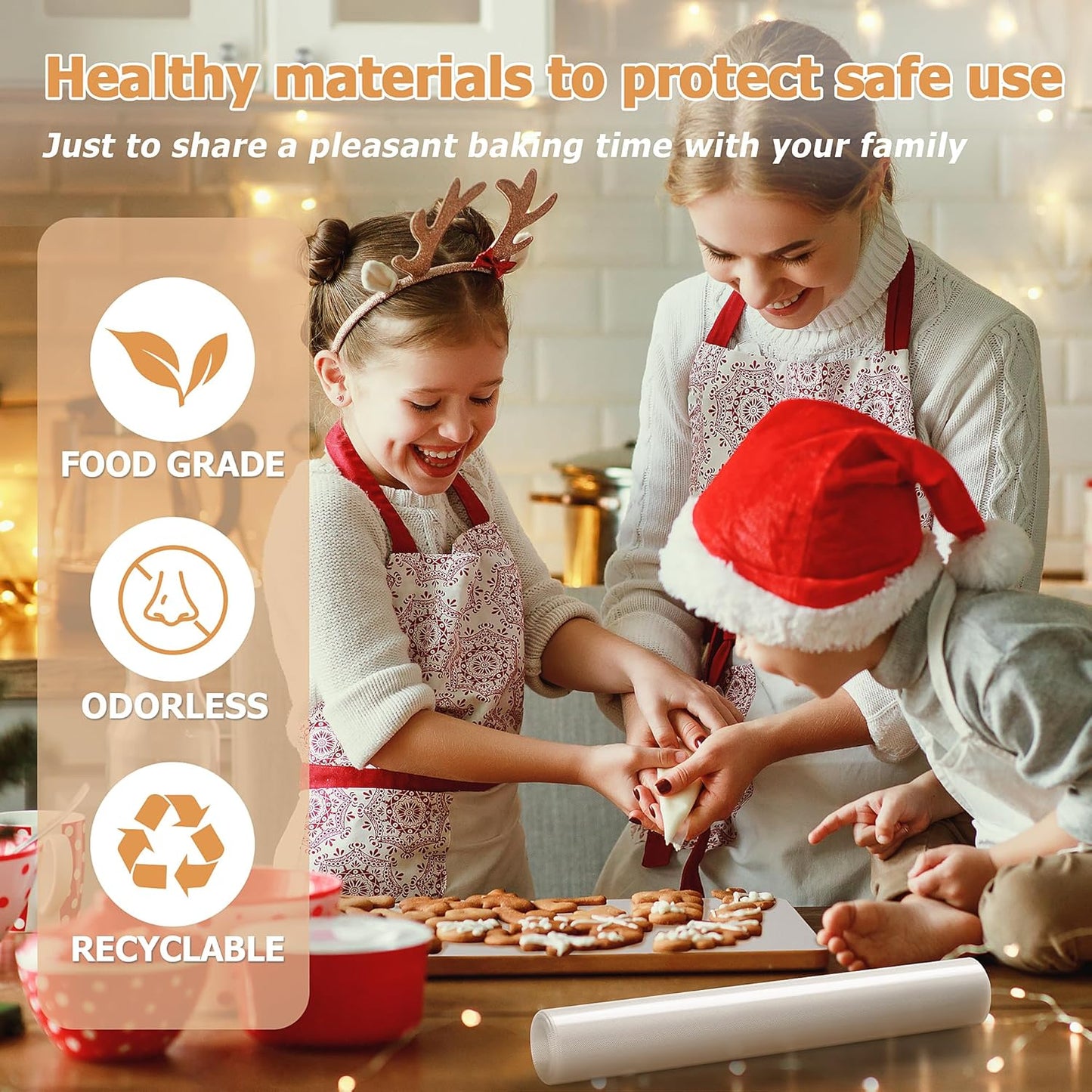 Silicone Baking Mat Roll, Non-Stick Heat Resistant Food Grade Baking Mats, Non-Slip Reusable Air Fryer Linner, Freeze Dryer Mat, Counter Mat, Oven Liner, Refrigerator Liners - 12IN x 8FT