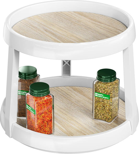 Simple Houseware 2-Tier Lazy Susan Spice Organizer, 10-Inch Diameter, Maple