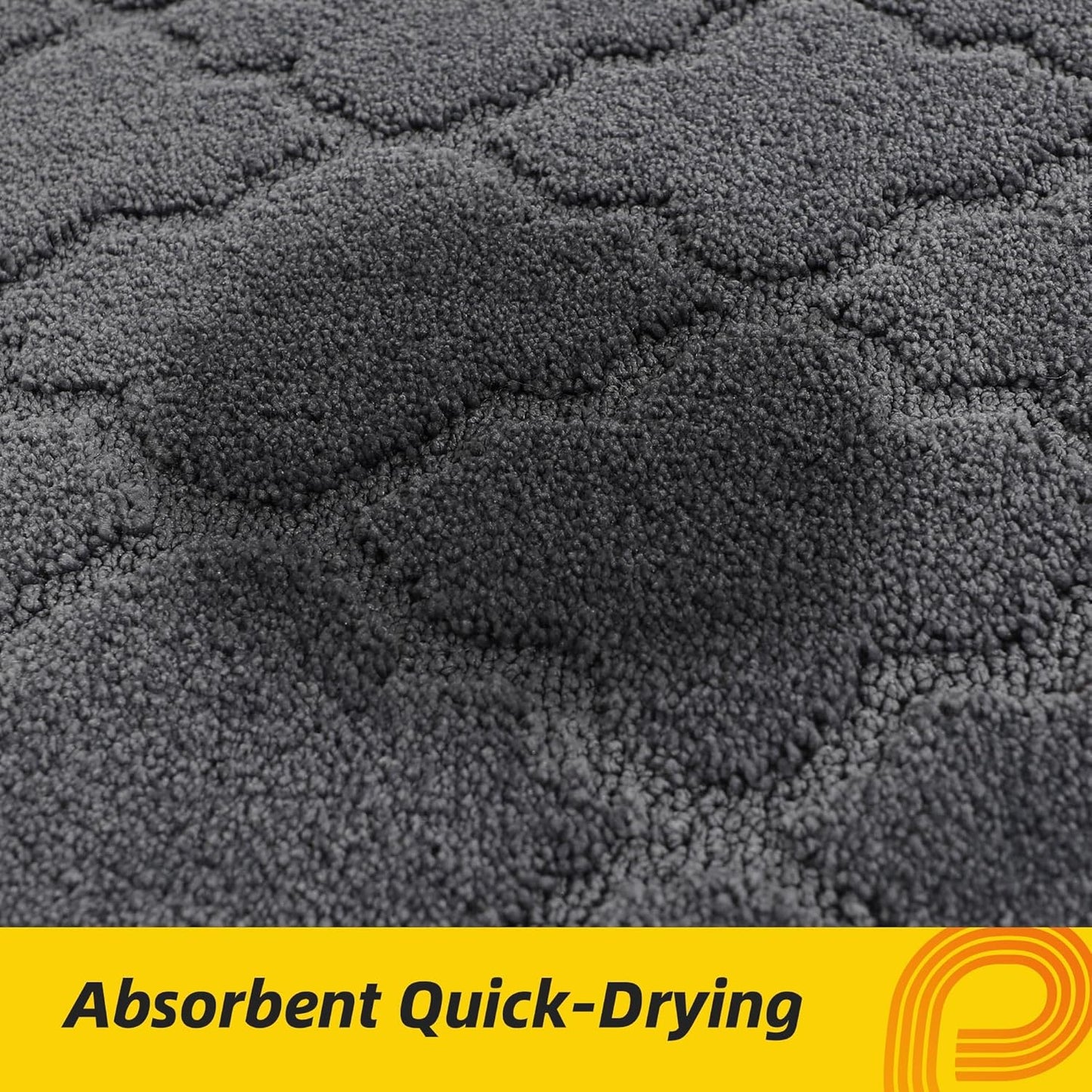 JSEI Kitchen Rugs, Non-Slip Kitchen Mats for Floor, Soft Washable Absorbent Kitchen Mats 2 Pieces, Kitchen Carpet Runner with TPR Backing, Polyester, 24”x36”+24”x60”, Dark Grey