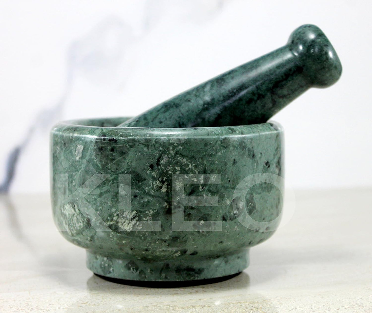 5" Diameter Natural Stone Mortar and Pestle Set as Spice Grinder, Medicine Masher - Okhli & Musal (Green)