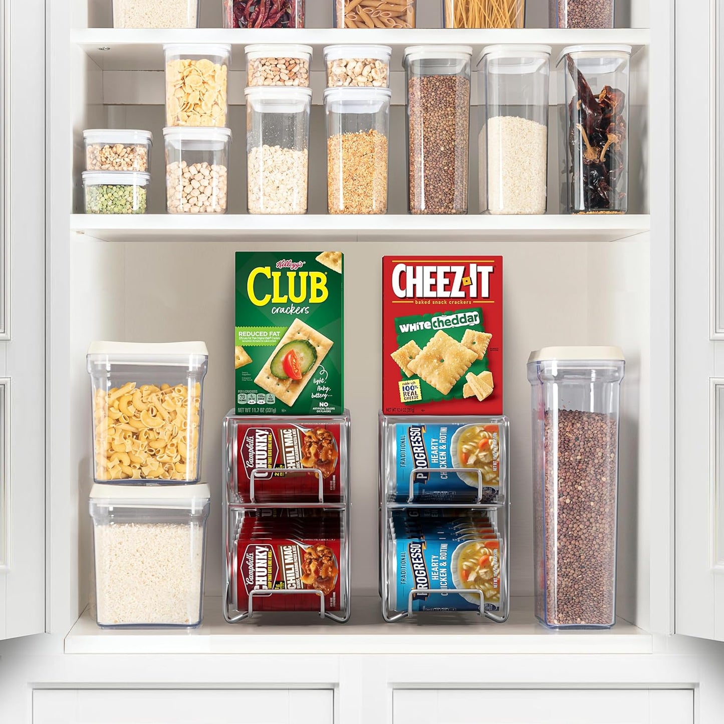 Sorbus Soda Can Rack Beverage Dispenser 12 Can Dispenser Organizer for Refrigerator (2 Pack, Silver)