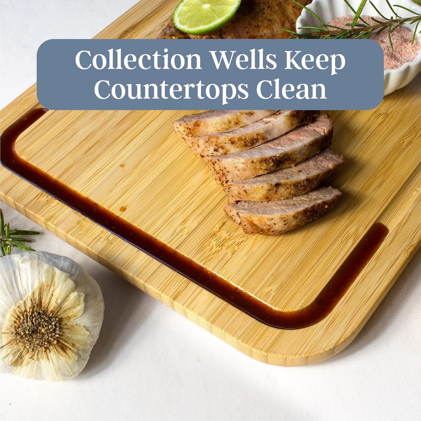 Totally Bamboo 3-Piece Cutting Board Set – Bamboo Wood Cutting Boards in Large, Medium, and Small Sizes with Juice Groove and Collection Well – Elegant Kitchen Chopping Boards with Curved Edges