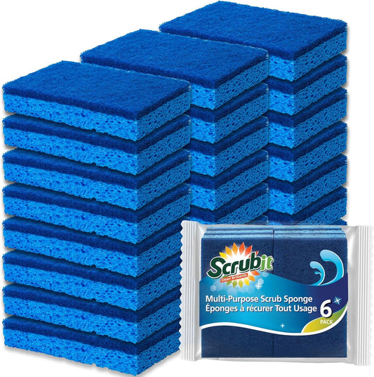 Scrubit Non-Scratch Cleaning Scrub Sponges- Scrubbing Dish Sponge Ideal for Washing Kitchen,Dishes, Bathroom &More – Dishwashing Sponge Along with A Thought Scrubber – 24 sponges