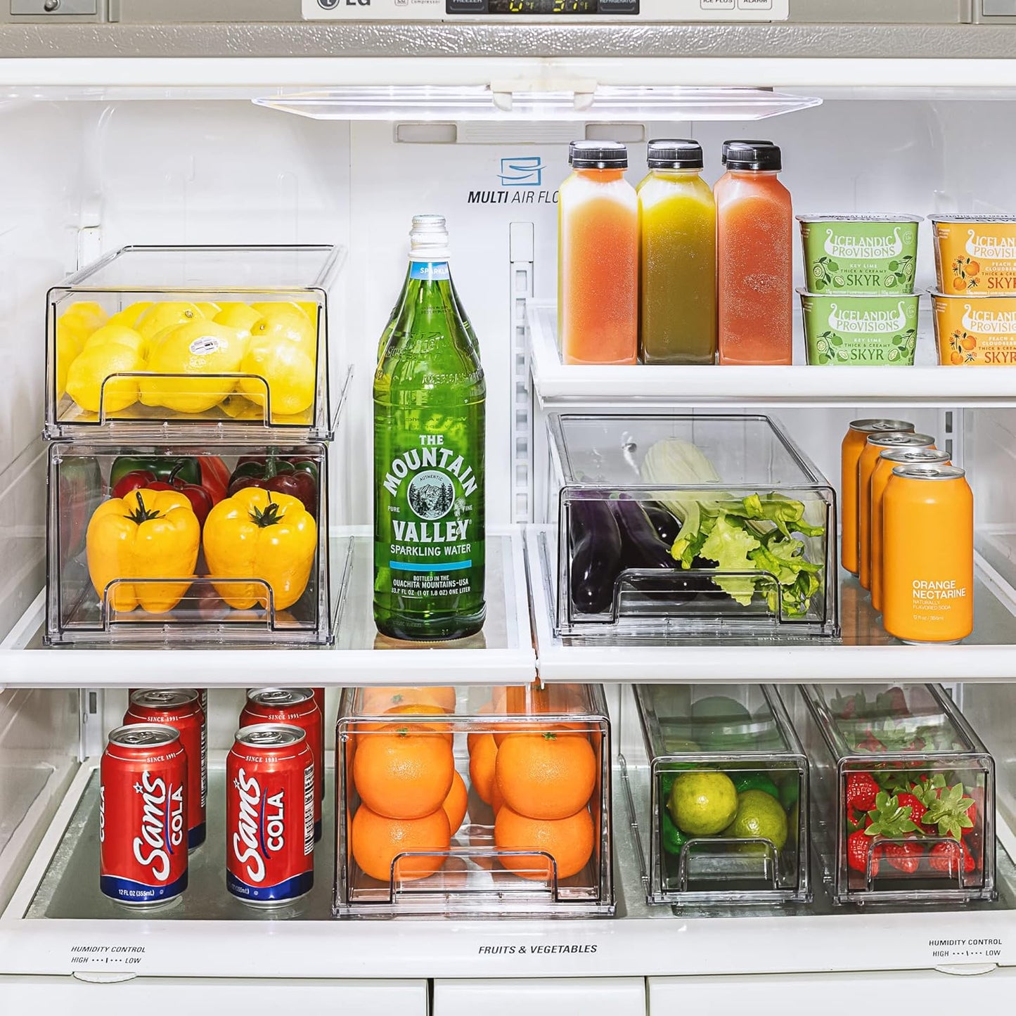 Sorbus Small Wide Clear Storage Drawers (4 Pack) – Stackable Pull-Out Storage Bins for Fridge, Pantry, and Cabinet Organization – Acrylic Drawer Organizers