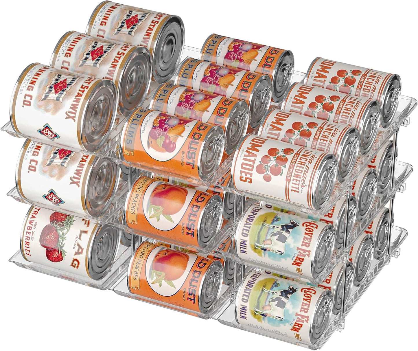 Can Organizer for Pantry Soda Can Organizer Automatic Rolling Food Pantry Storage Rack Can Dispenser for Fridge Holds 36 Cans, Fits 5.8-Inch Soda and Can, Set of 9