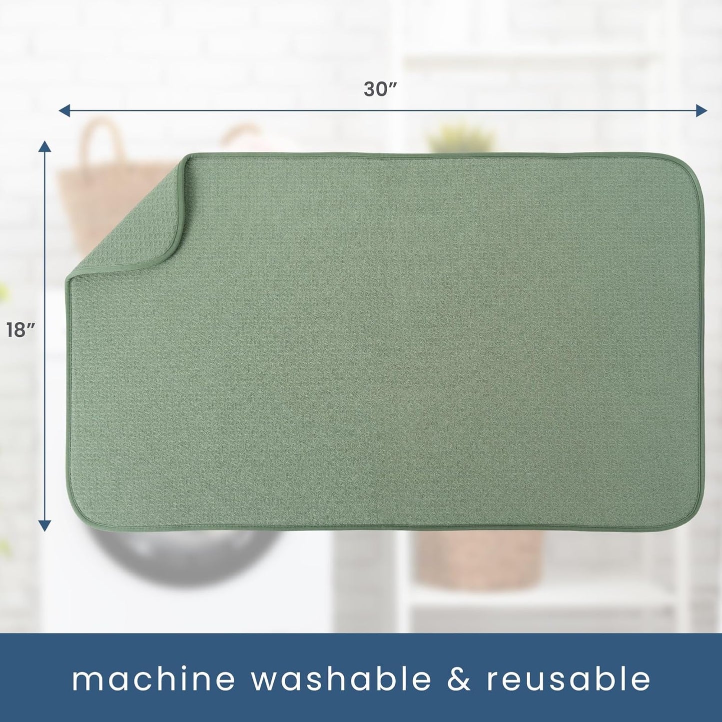 S&T INC. Dish Drying Mat Jumbo, 18” x 30”, Absorbent Microfiber Kitchen Counter Mat, Dish Drying Pad for Dishes, Utensils, Pots and Pans, Jumbo, Sage Green
