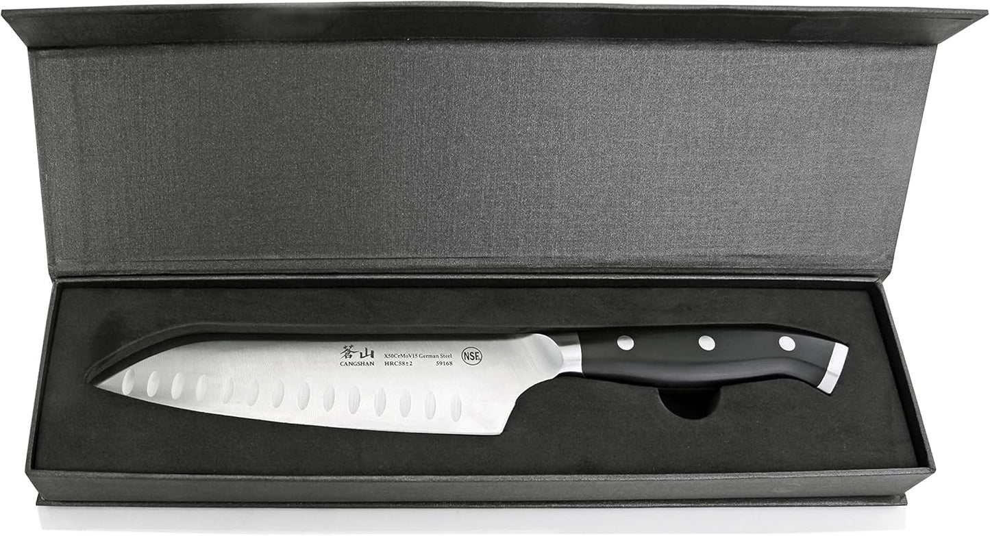 Cangshan D Series 59168 German Steel Forged Santoku Knife, 7-Inch