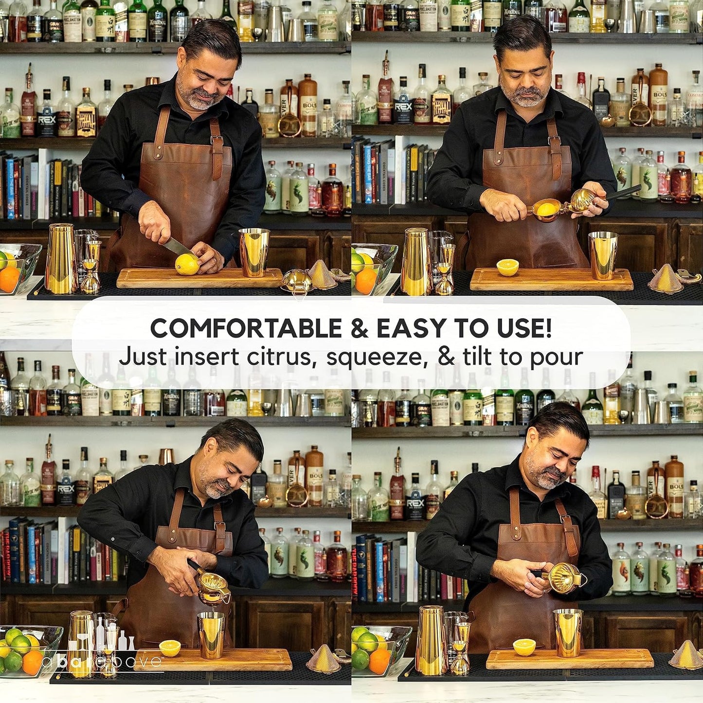 A Bar Above Premium Quality Hand Juicer, for Cocktails, Heavy Duty, Stainless Steel Juicer, Lime, Lemon, and Oranges, Citrus Juicers, for Mixologists and Bars, Fruit Juice Extractor, Silver, 3 Pack