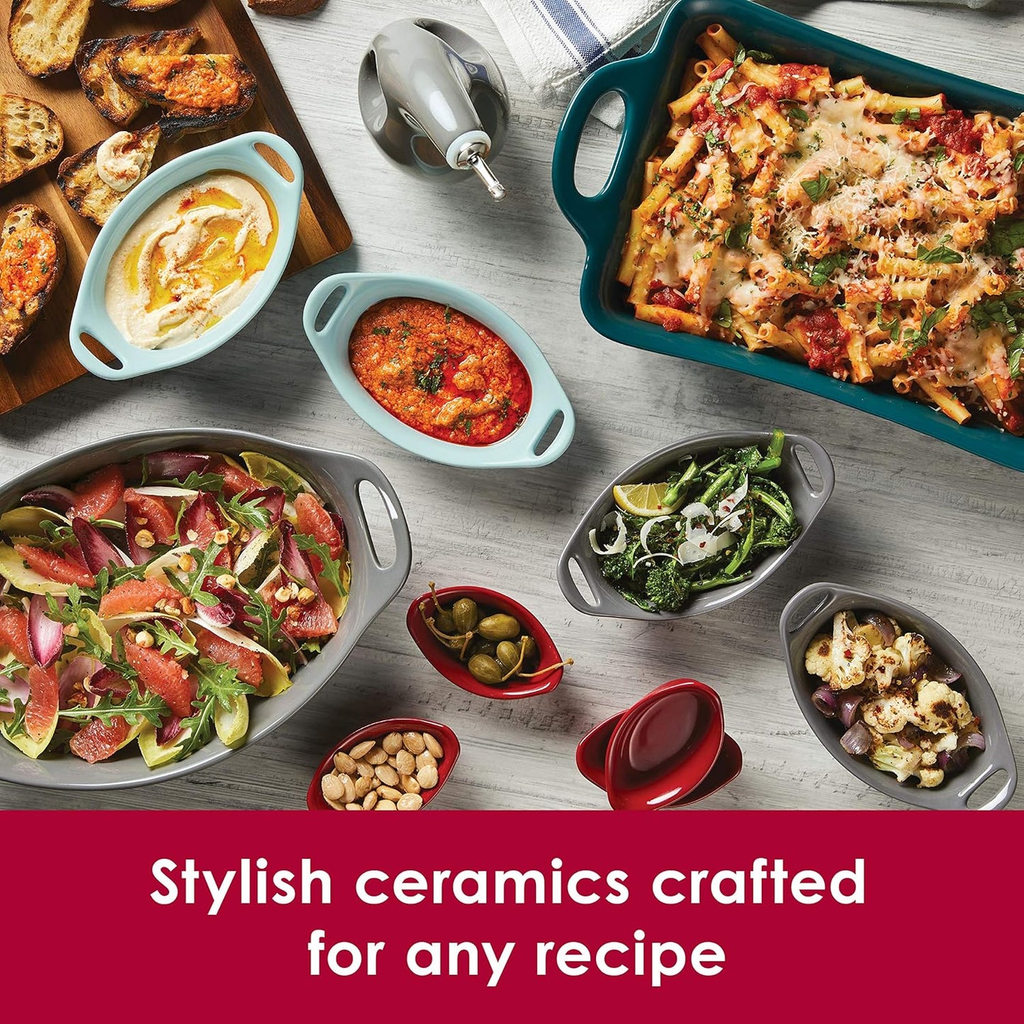 Rachael Ray Solid Glaze Ceramics EVOO Olive Oil Bottle Dispenser with Spout - 24 Ounce, Red