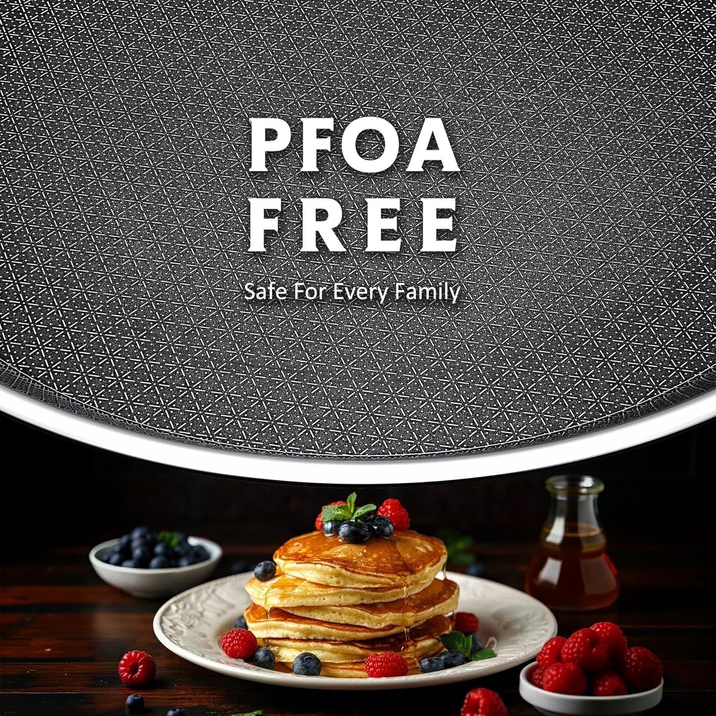 Crepe Pan,12 in Nonstick Crepe Pan, Stainless Steel Flat Skillet,Non Stick Dosa Tawa Comales Para Tortillas Pancake Pan,Dishwasher and Oven Safe Cookware,Induction Compatible, PFOA Free